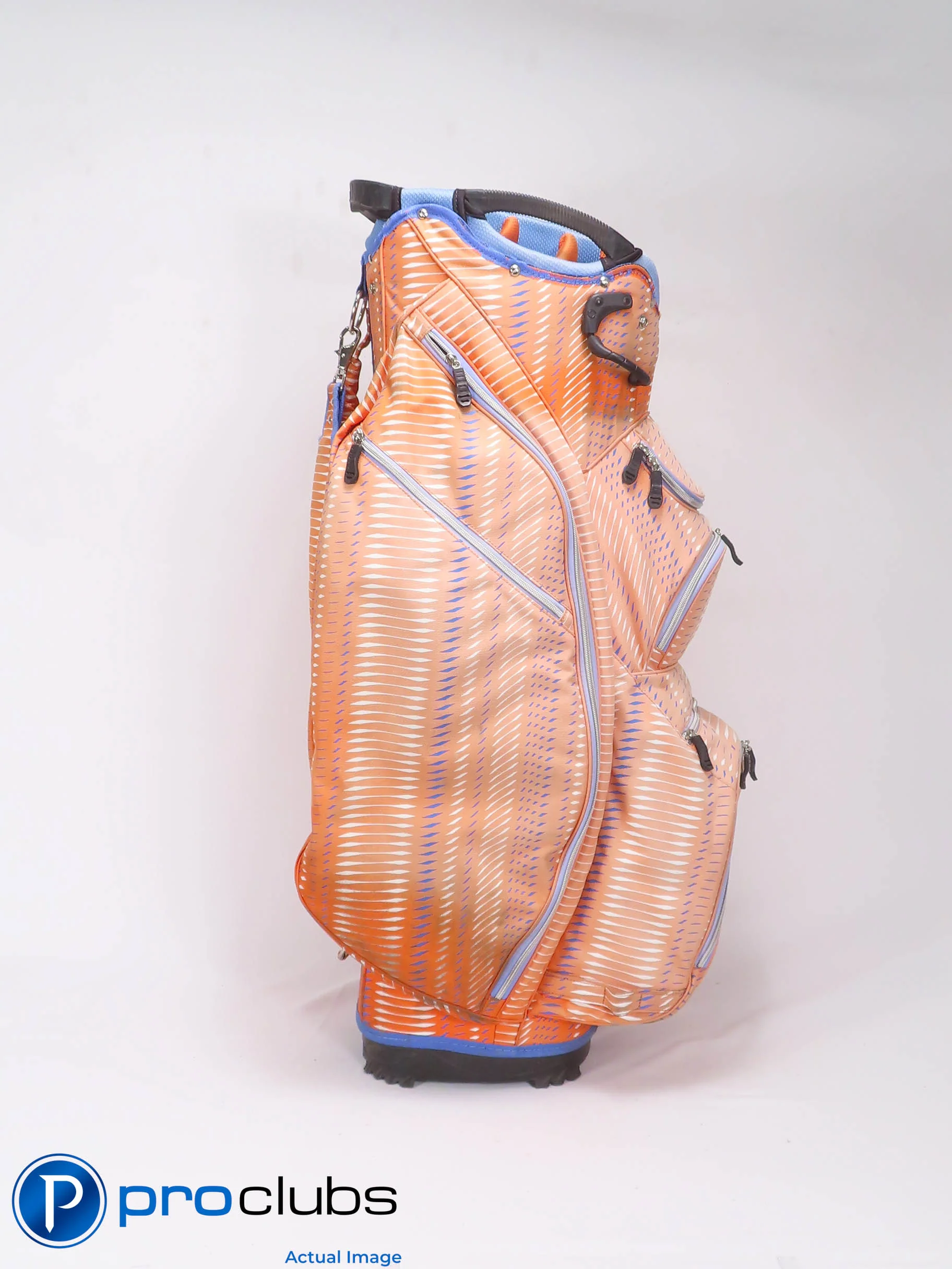 OWL Golf 14-WAY Cart Bag w/Rainhood - Orange / Blue 511022 - Image 2