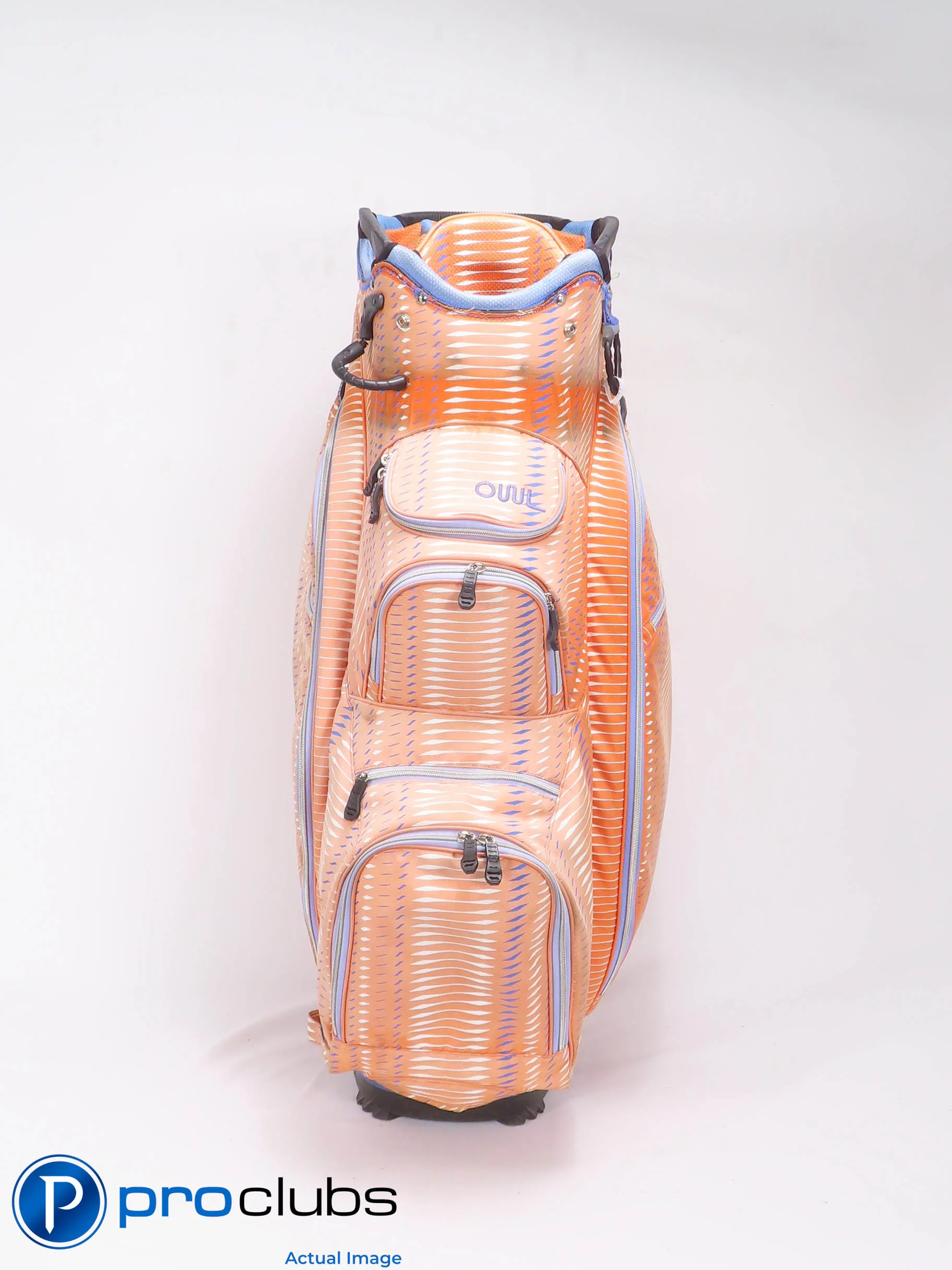 OWL Golf 14-WAY Cart Bag w/Rainhood - Orange / Blue 511022 - Image 3