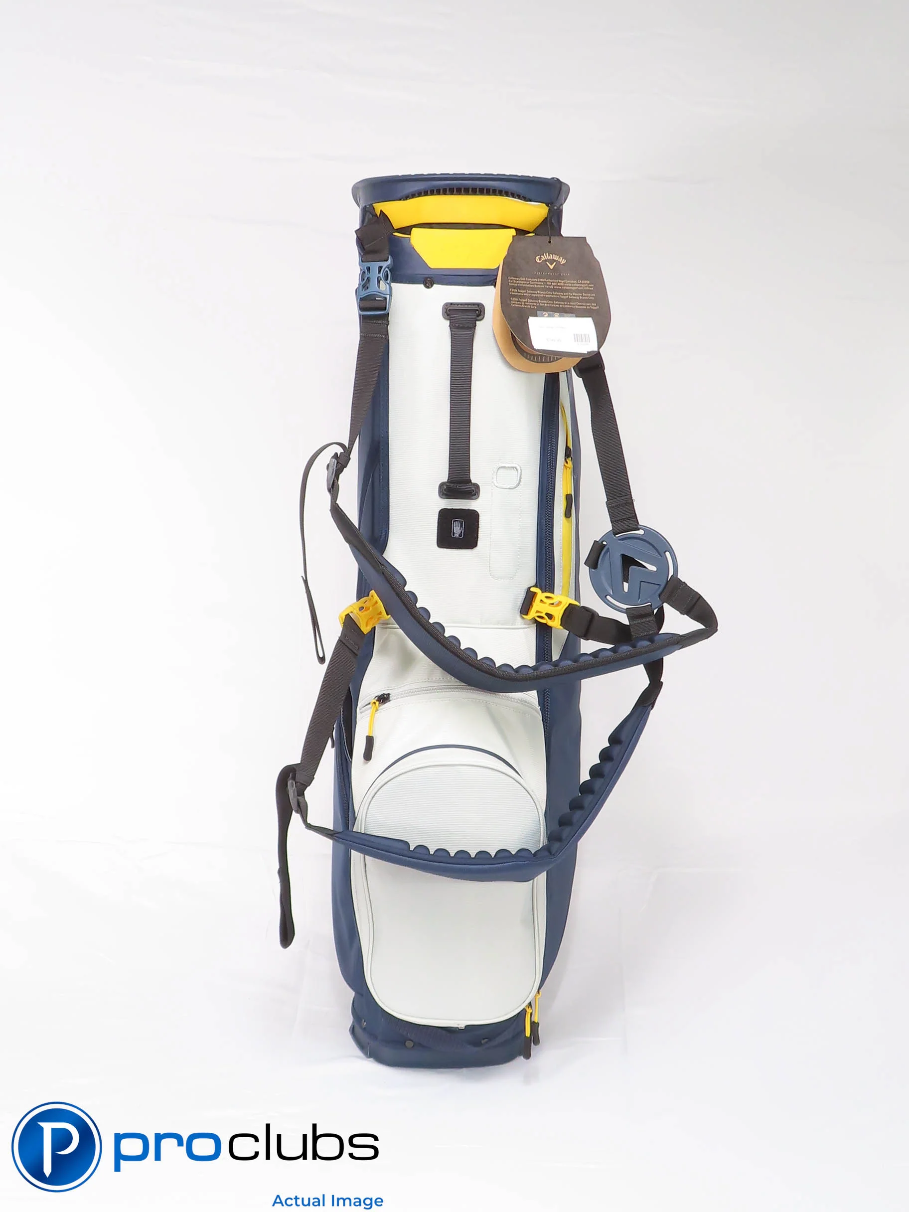 New! Callaway Fairway C 4-Way Stand Bag w/Rainhood - Navy / Gray / Yellow 459346 - Image 3