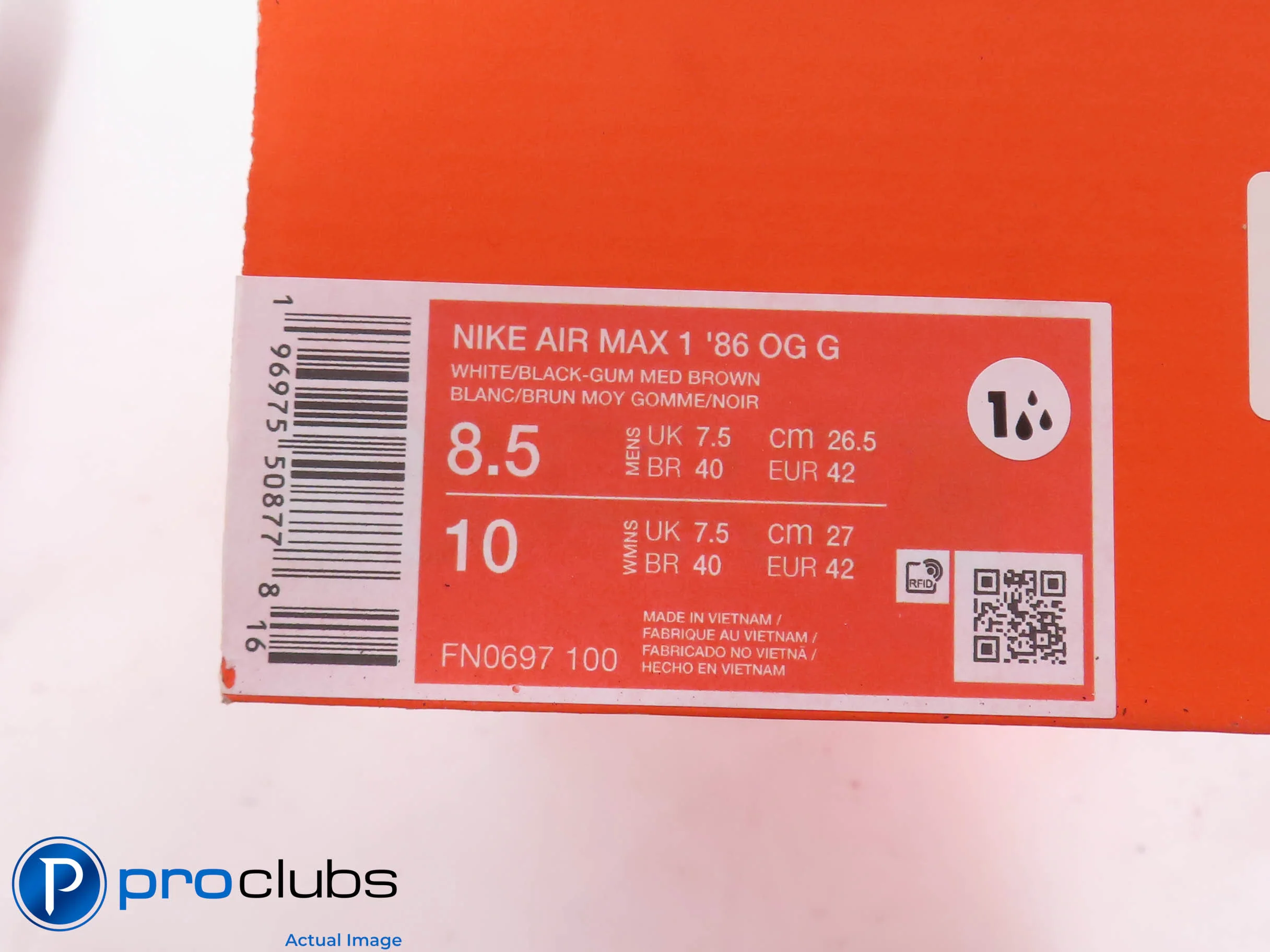 New! Nike Airmax 1 '86 OG G White / Black / Gum Size 8.5 Mens Golf Shoes 507612 - Image 4