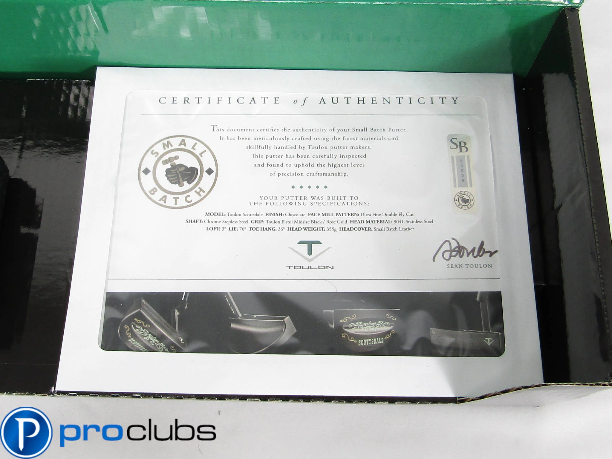 NEW TOULON DESIGN SCOTTSDALE SMALL BATCH PUTTER w/ COA & BOX #436768 - Image 6